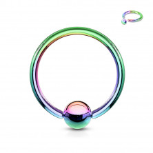 Кольцо с шаром из стали Rainbow
