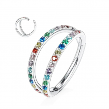 Дабл-кликер из титана с разноцветными стразами  1,2х10мм 