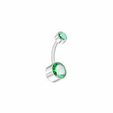 Банан в пупок из титана SWAROWSKY GREEN