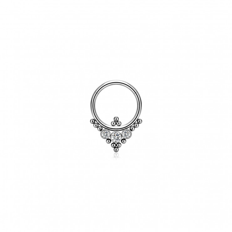 Кликер из титана с шарами и тремя цирконами  