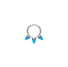 Кликер из титана с тремя опалами 1.2х8 мм.BLUE