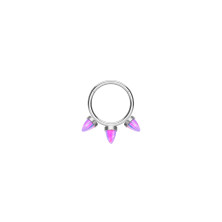 Кликер из титана с тремя опалами 1.2х8 мм. PINK