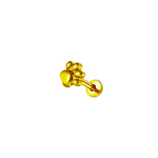 Лабрет из титана в форме кошачей лапки 1.2х8 мм. GOLD