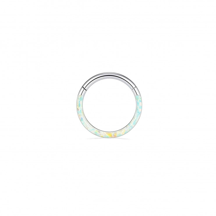 Кликер из титана с белым опалом на фронтальной части  