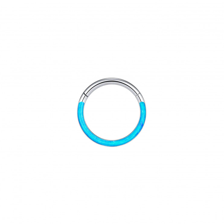 Кликер из титана с голубым опалом на фронтальной части  