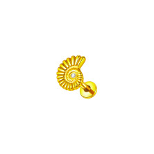 Лабрет из титана в форме ракушки 1.2х8 мм. GOLD