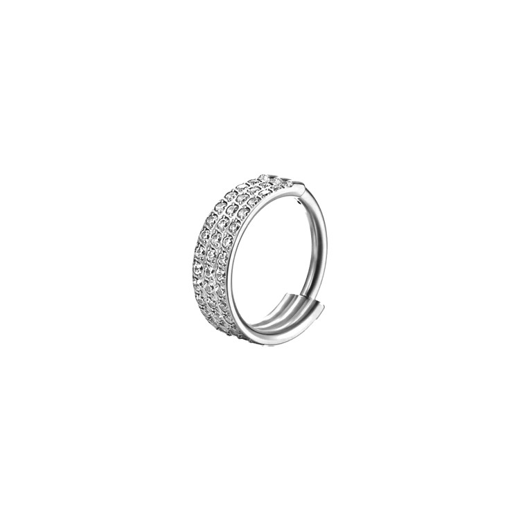 Кликер из титана с кристаллами трехрядный 1.2х10 мм.  