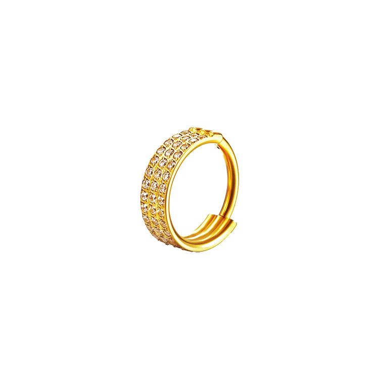 Кликер из титана с кристаллами трехрядный 1.2х10 мм. GOLD  