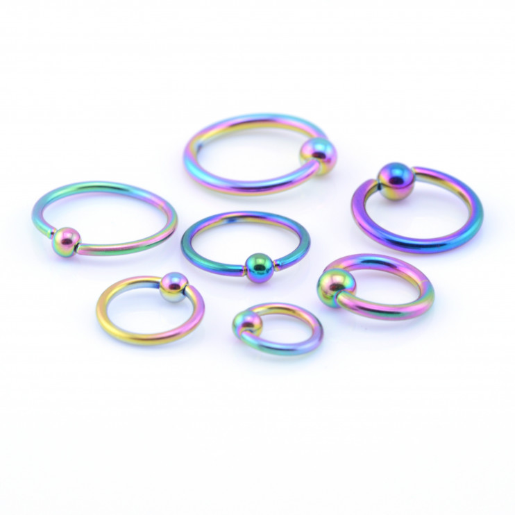 Кольцо с шаром из стали Rainbow