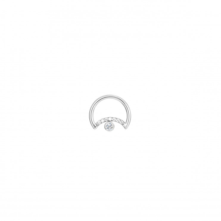 Кликер из титана в форме месяцас кристаллами и с прозрачным кристаллом снизу  