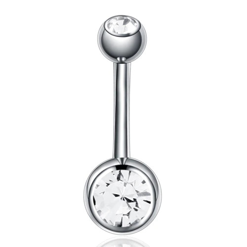 Банан в пупок из титана с кристаллами Swarovski Clear 