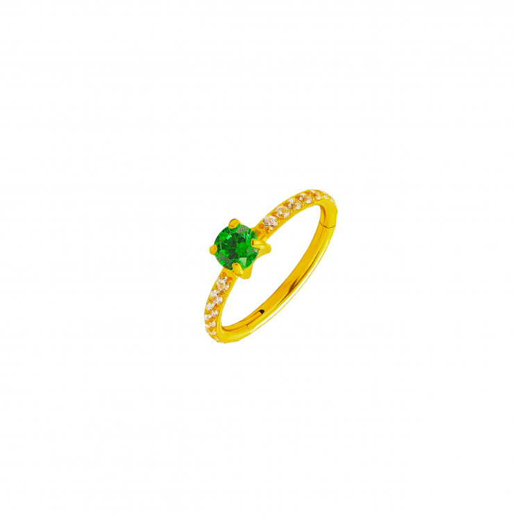 Кликер из титана с зеленым цирконом 1.2х10мм. GOLD  