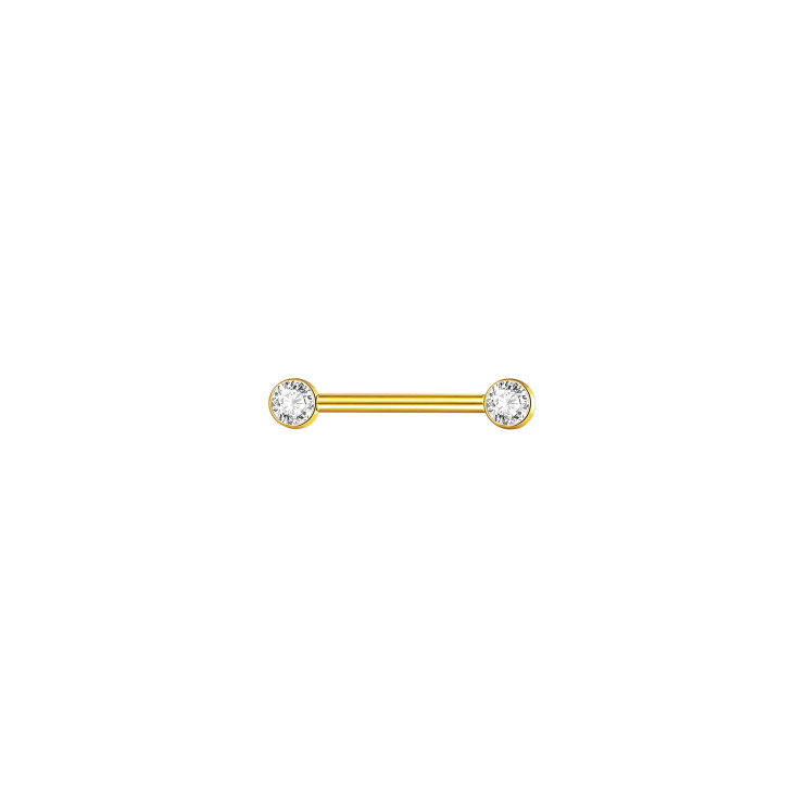 Штанга для соска из титана с кристаллами GOLD  