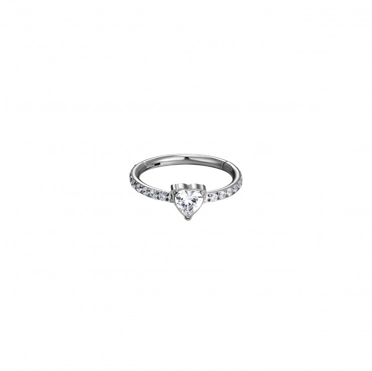 Кликер из титана с цирконом в виде сердца 1.2х10мм.  