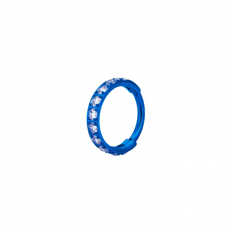 Кликер из титана с крупными цирконами голубой  