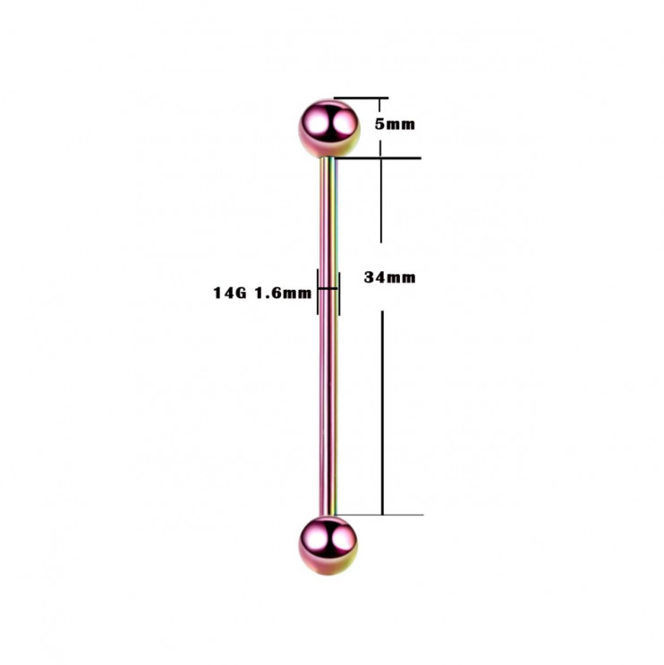 Штанга для индастриала 34мм из титана Rainbow