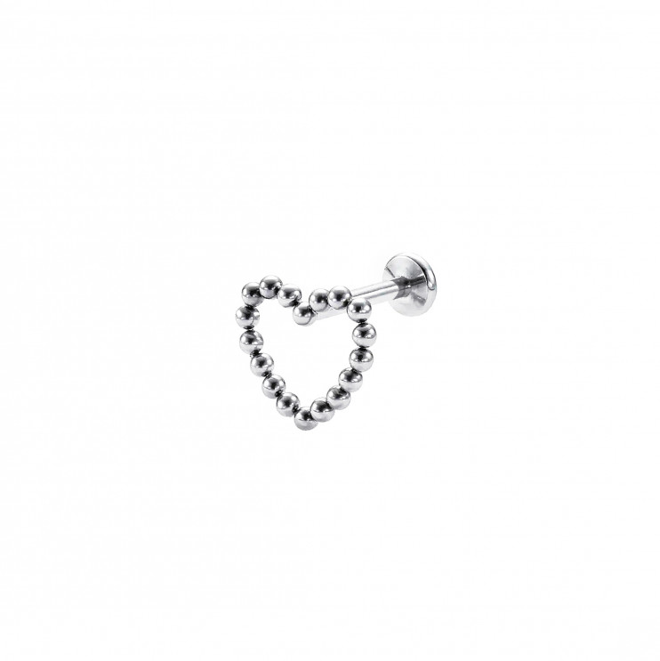 Лабрет из титана в виде сердца с шарами   