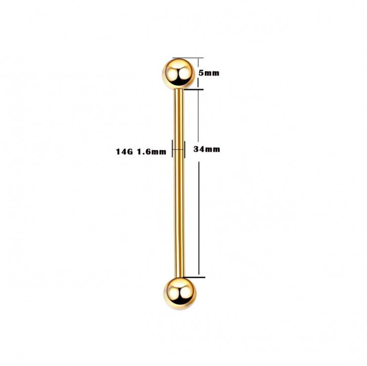 Штанга для индастриала 34мм из титана Gold
