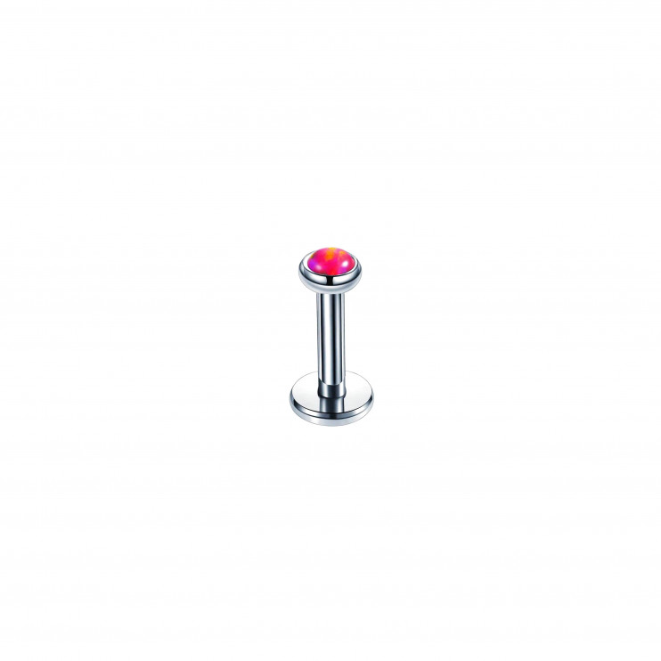 Лабрет из титана 1.2х6 мм. опал розовый  