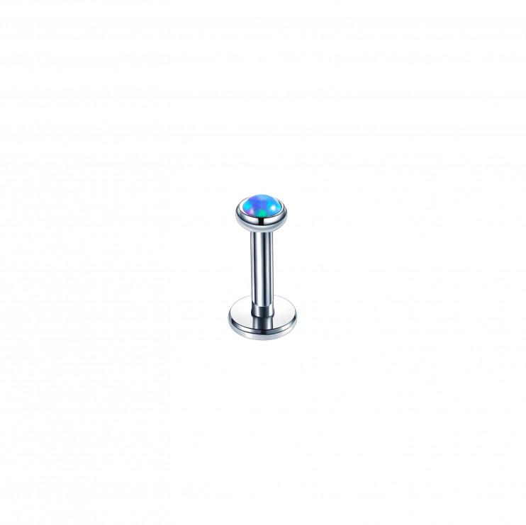 Лабрет из титана 1.2х6 мм. опал голубой  