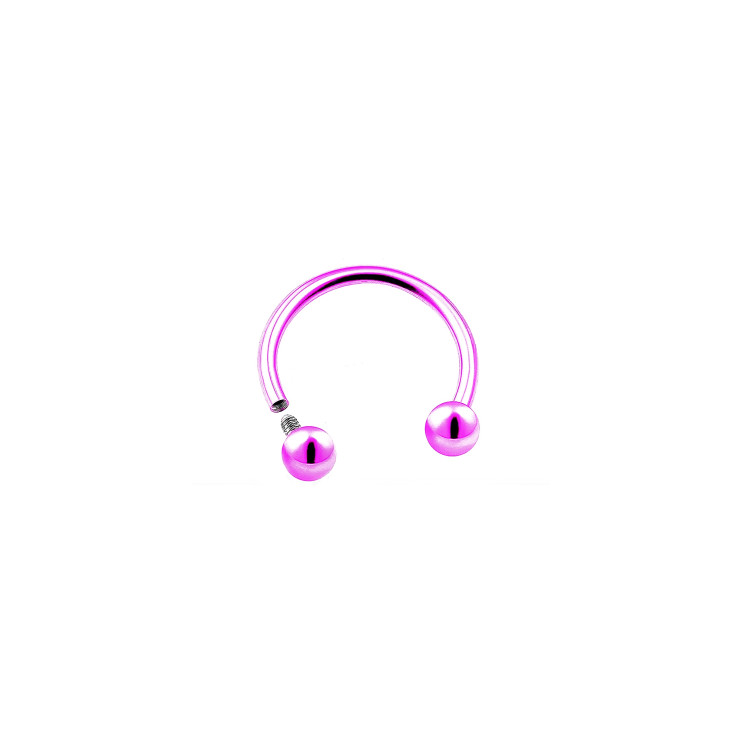 Циркуляр из титана с шарами 1.2х10 мм. анодированный в цвет фуксия   