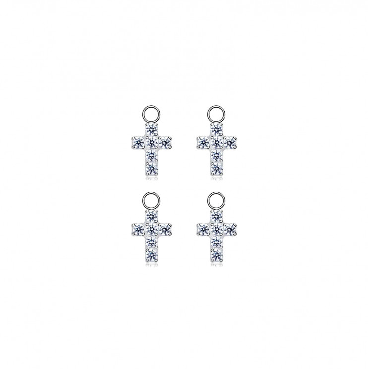 Подвеска из титана в виде креста с кристаллами  