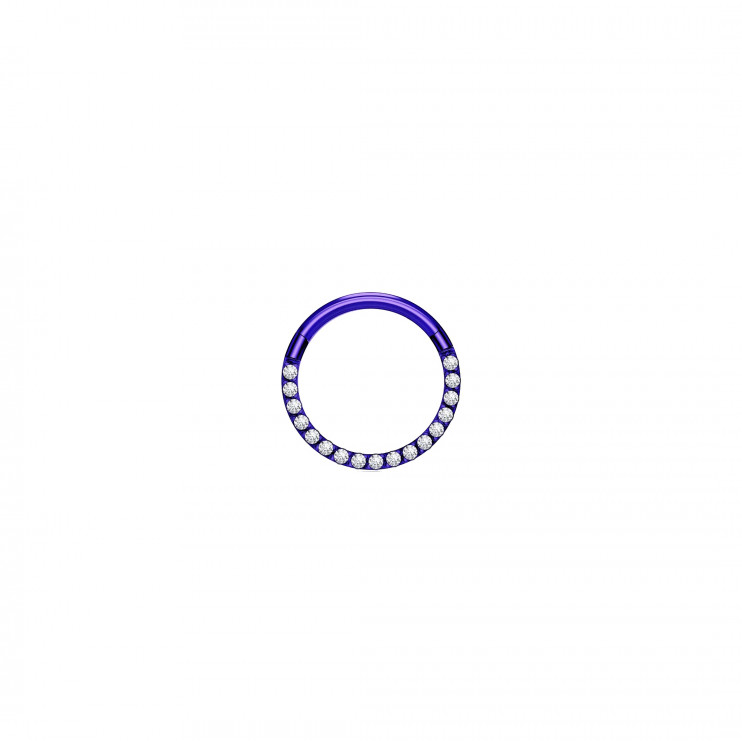 Кликер из титана с цирконами на фронтальной части фиолетовый  