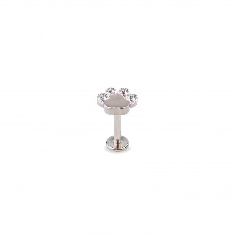 Лабрет из титана в виде звериной лапки 1.2х8 мм.  