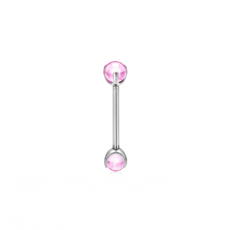 Штанга из титана с опалами PINK  