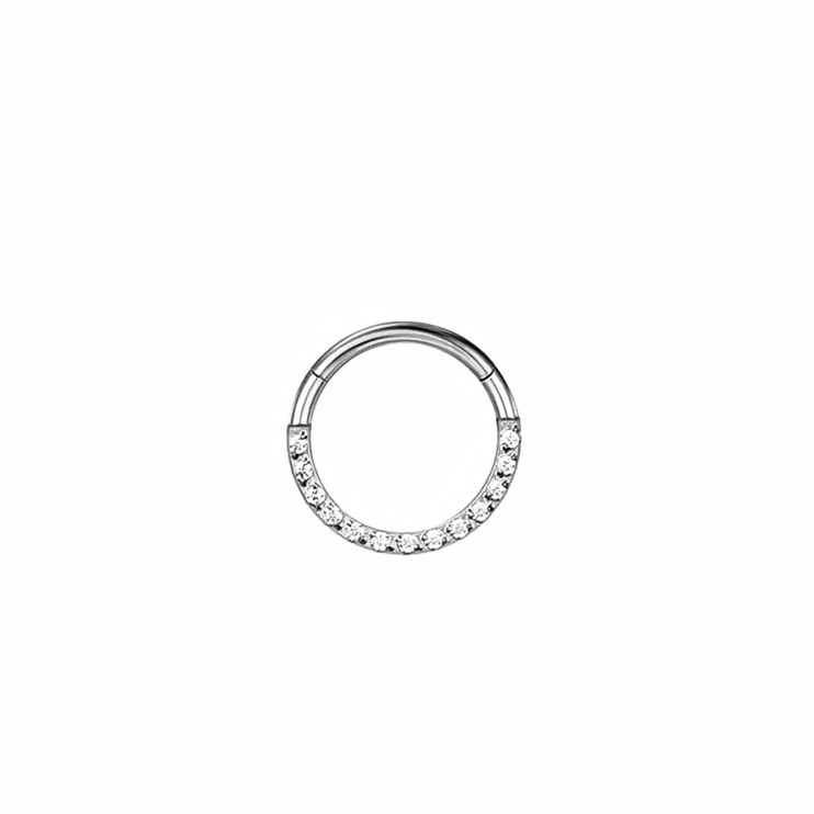 Кликер из титана с цирконами на фронтальной части silver  