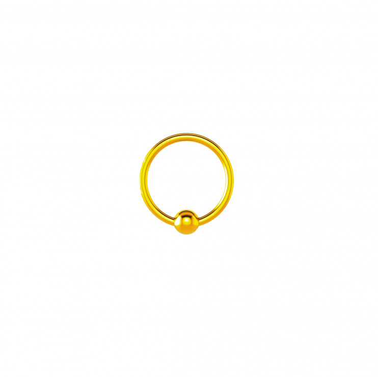Кольцо с шаром из титана золотое  