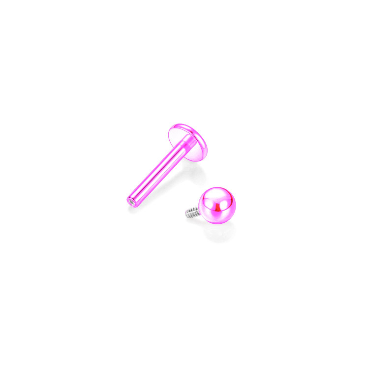 Лабрет из титана1.2х8х3 мм.интернальная резьба PINK  