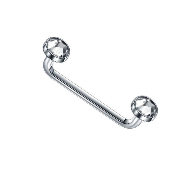 Скоба для плоскостного пирсинга с прозрачными кристаллами из титана