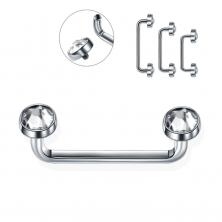 Скоба для плоскостного пирсинга с прозрачными кристаллами из титана