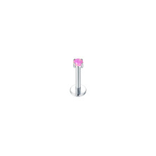 Лабрет из титана с опалом в лапках 1.2х8х2.5 мм. PINK