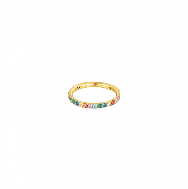 Кликер из титана с разноцветными стразами золотой  