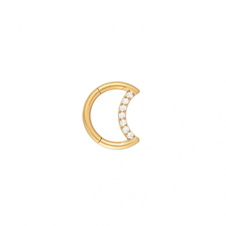 Кликер-луна из титана с кристаллами CLEAR золотой  