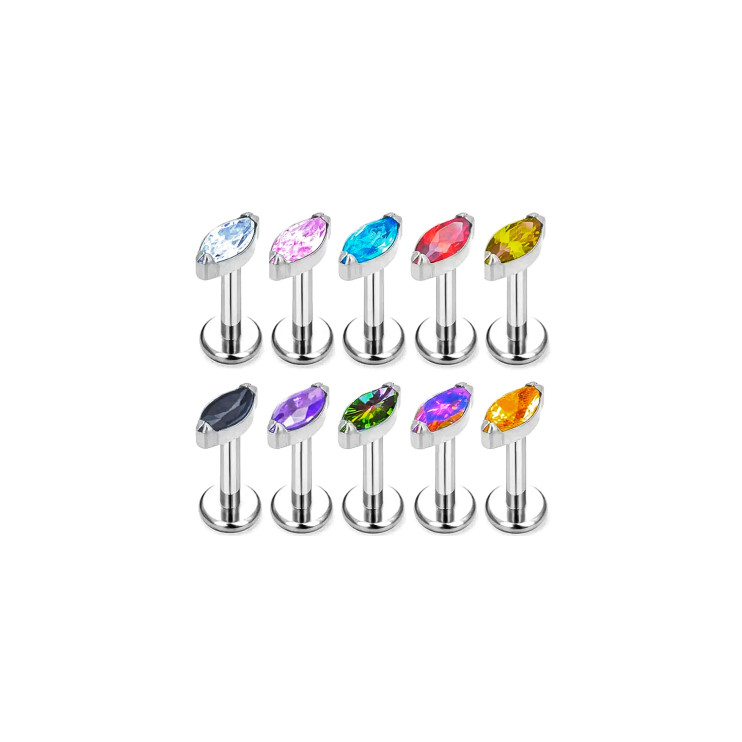 Лабрет из титана с цирконом 1.2х6 мм.  