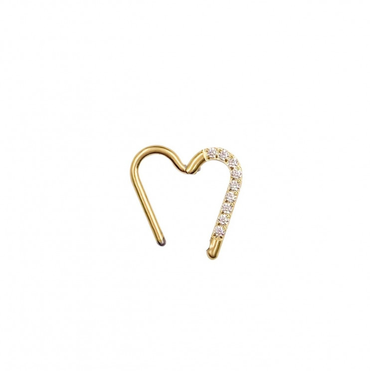 Кликер-сердце из титана Gold с цирконами