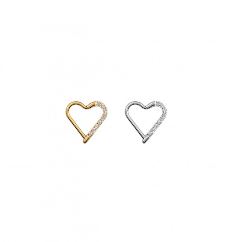 Кликер-сердце из титана Gold с цирконами