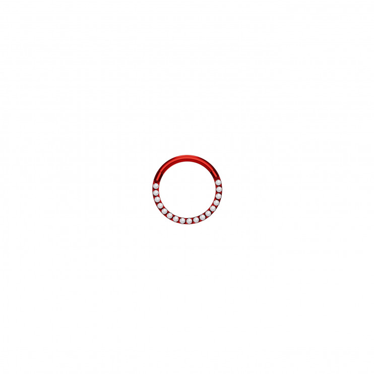 Кликер из титана с цирконами на фронтальной части красный  