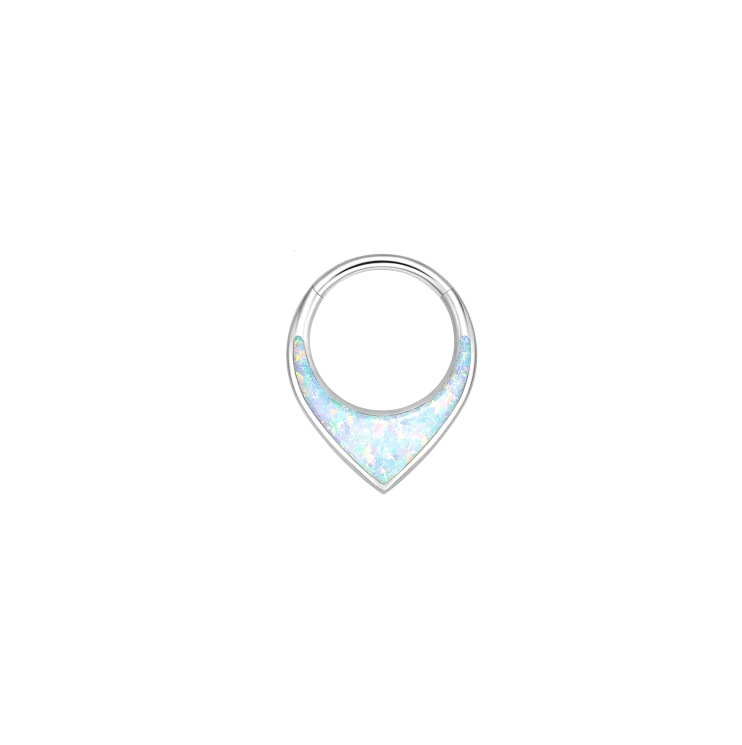 Кликер из титана уголок 1.2х8 мм с опалом белый  