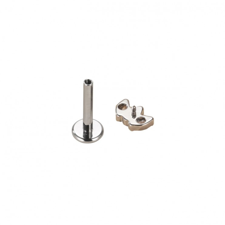 Лабрет из титана с кристаллами в виде трёх лепестков (интернальная резьба)