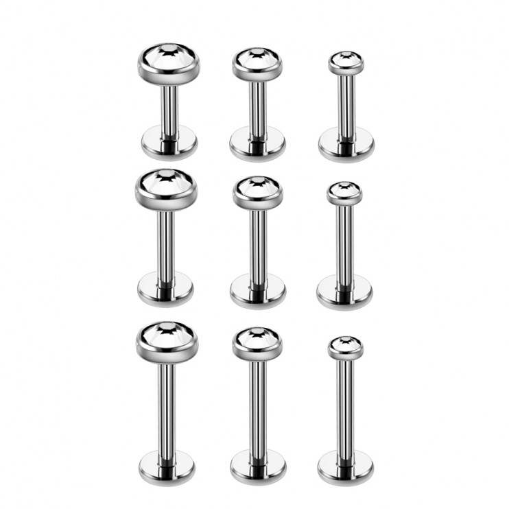 Лабрет с плоским кристаллом Swarowski из титана (интернальная резьба)