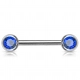 Штанга для соска из титана с кристаллами Blue (интернальная резьба)