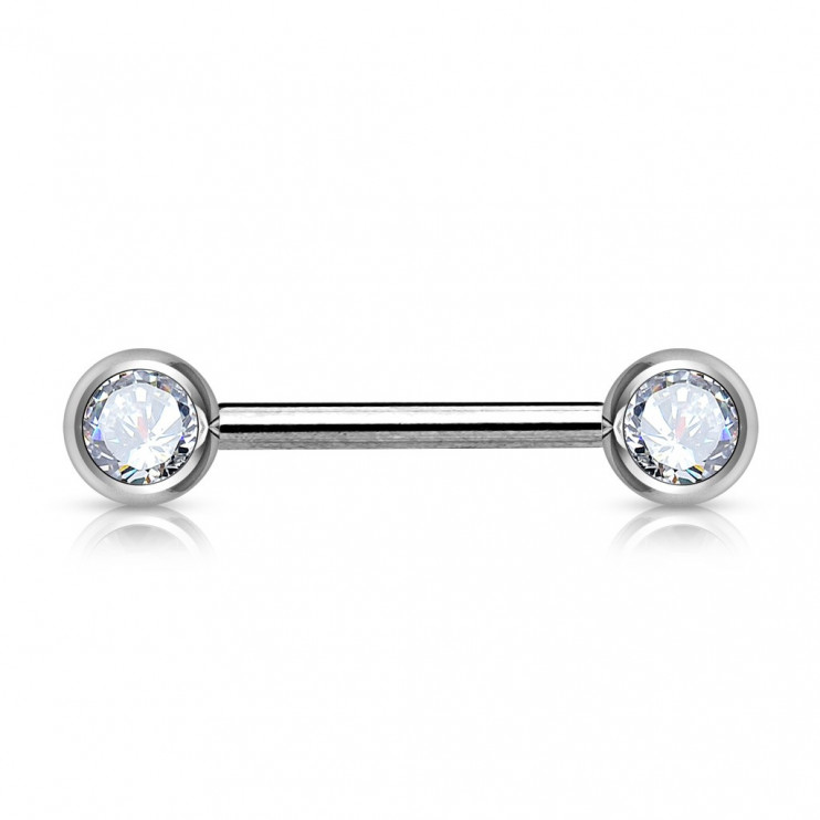 Штанга для соска из титана с кристаллами White (интернальная резьба)