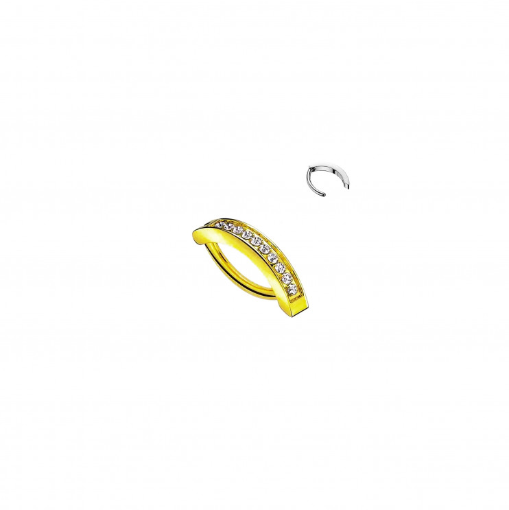 Банан из титана для пупка с кристаллами GOLD  