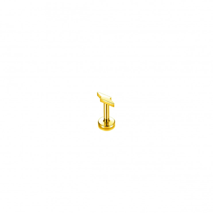 Лабрет с молнией из титана 1.2х6 мм.(интернальная резьба) золотой  