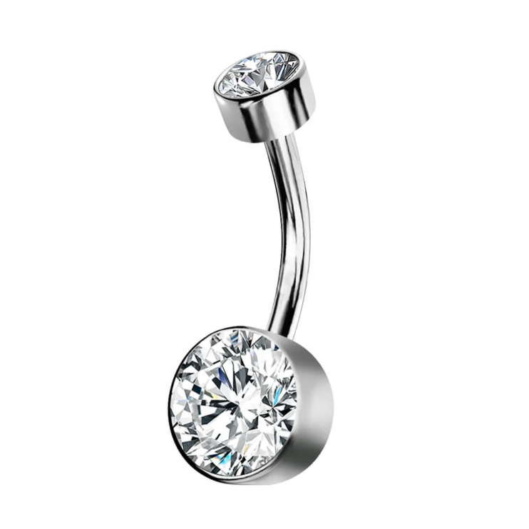 Банан в пупок из титана с кристаллами Swarovski Clear (интернальная резьба)