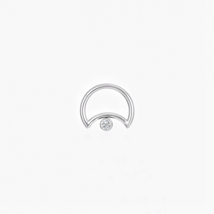 Кликер из титана в форме месяца с прозрачным кристалом снизу  